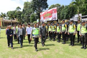Kapolres Pagar Alam Pimpin Apel Pergeseran Pasukan Pengamanan TPS Pemilu 2024
