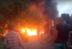 Diduga Tempat Penyulingan Minyak Ilegal di Muba Terbakar