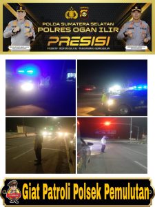 Meminimalisir kejahatan dan kemacetan jalanan personil Polsek Pemulutan Patroli hingga malam hari