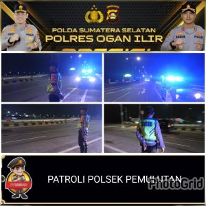 Jelang puncak mudik lebaran idul fitri polsek pemulutan laksankan patrol hingga malam hari