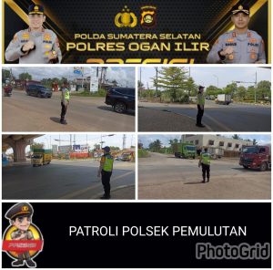 Personil Polsek Pemulutan laksanakan patroli rutin guna menjaga ketertiban lalu lintas