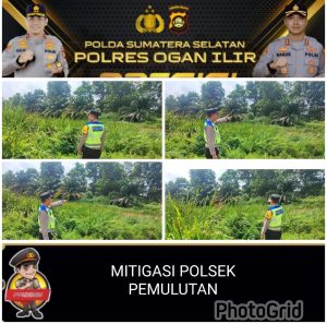 Mitigasi karhutla di wilayah rawan kebakaran ini yang dilakukan personil Polsek Pemulutan