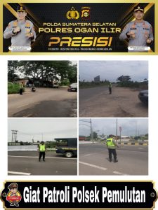 Patroli rutin di jalan lintas tengah antisipasi kemacetan dan kejahatan jalanan ini yang dilakukan personil Polsek Pemulutan !