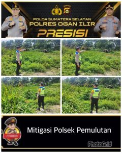 Mitigasi kebakaran lahan ,Bhabinkamtibmas Polsek Pemulutan berikan himbauan jaga Kamtibmas