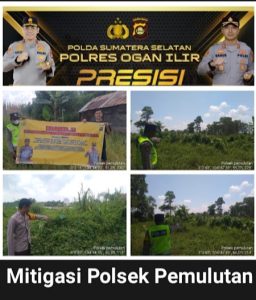 Bhabinkamtibmas Polsek Pemulutan Patroli karhutla dan berikan himbauan jaga Kamtibmas 