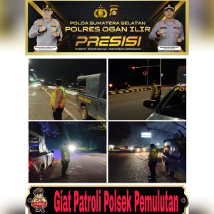 Patroli Polsek Pemulutan hingga malam Agar tetap aman dari gangguan Kamtibmas
