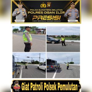 Antisipasi kejahatan jalanan di jalan lintas Sumatera dan jalan tol Personi Polsek Pemulutan laksanakan patroli rutin