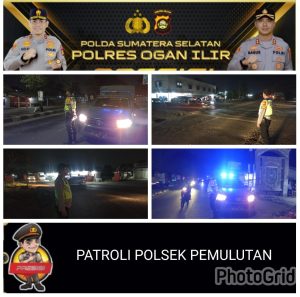 Patroli Polsek Pemulutan hingga malam Agar tetap aman dari gangguan Kamtibmas 